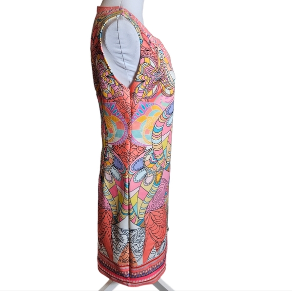 Mandala Paisley Print Sheath Dress Size Small ? Sleeveless Multicolor Boho Work - Picture 4 of 16